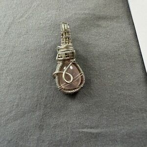 Silver Wire Wrapped Rose Quartz Crystal